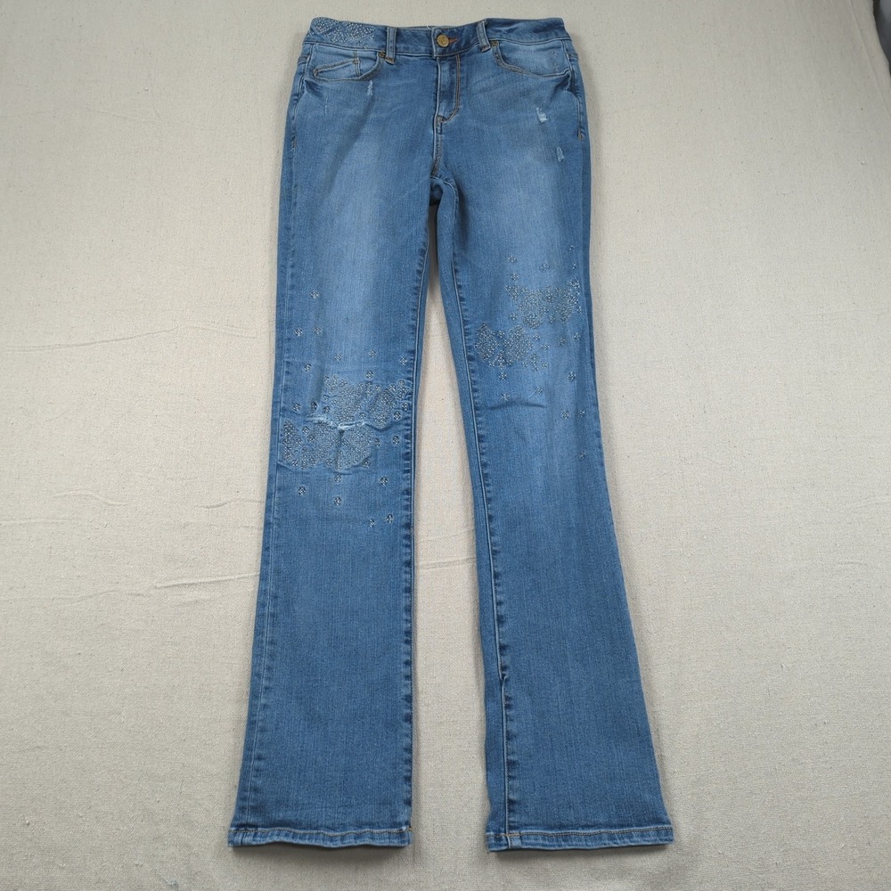 Sundance‎ Jeans Womens 28 Blue Magnolia Stretch Embroidered Distressed
